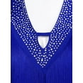 thumbnail image 5 of iiniim Women's V Neck Long Sleeve Fringe Latin Dance Tango Waltz Cocktail Party Dress Blue XL, 5 of 7