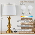 thumbnail image 4 of Touch Table Lamps Set of 2, 22" Nightstand Lamps, Bedside Lamps with USB C+A Charging Ports, 3 Way Dimmable Lamps for Bedrooms, Living Room, Office, Grey&Silver, Bulbs Included, 4 of 16