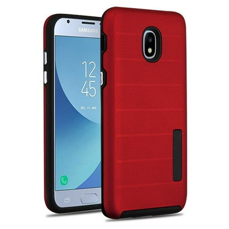 - Phone Case For Samsung Galaxy J3 2018, J337, J3 V 3rd Gen, J3 Star, J3 Achieve, Express Prime 3 - Phone Case Shockproof Hybrid Rubber Rugged Case Cover Slim Dots Textured Red