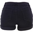 thumbnail image 2 of Women Mid Rise Ripped Stretchy Jeans Shorts Frayed Raw Hem Casual Denim Shorts, 2 of 5