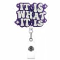 thumbnail image 1 of Retractable Glitter Badge Reel for Work and Events – Sparkling Pull Tab Accessory with Acrylic Badge Holder Reusable ID Card Holder with Clip Durable Metal Construction and Patterned Design, 1 of 3