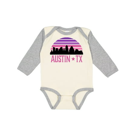 

Inktastic Austin Texas Retro Sunset Skyline Gift Baby Girl Long Sleeve Bodysuit