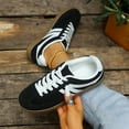 thumbnail image 3 of Tennis Shoes Womens Lace up Retro Classic Trainers Skate Shoes Fashion Suede Color Block Sneakers Nonslip Flat Walking Shoes Black Size 7.5, 3 of 7