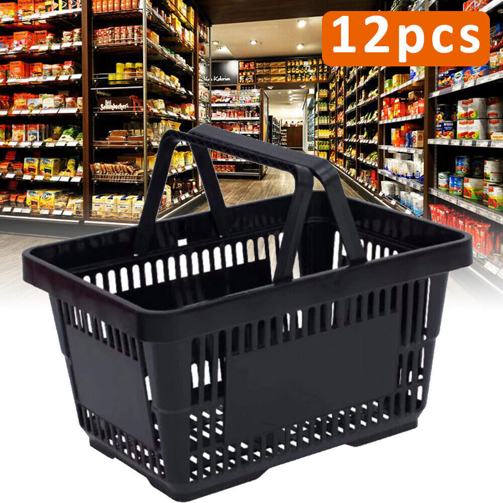 Miumaeov Shopping Baskets with Handles, Plastic Shopping Totes Set of