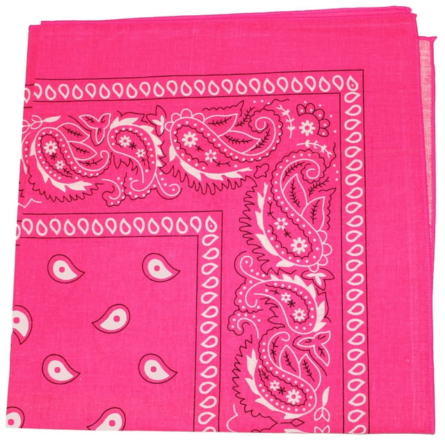 Lot de 36 Bandanas en Coton Daily Basic 22 x 22 à Imprimé Cachemire (Rose Néon)