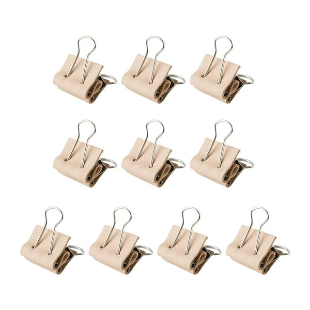 Rongfmy 10 Pcs Petits Clips de Classeur en Cuir PU Ensemble de Clips pour Bureau à Domicile