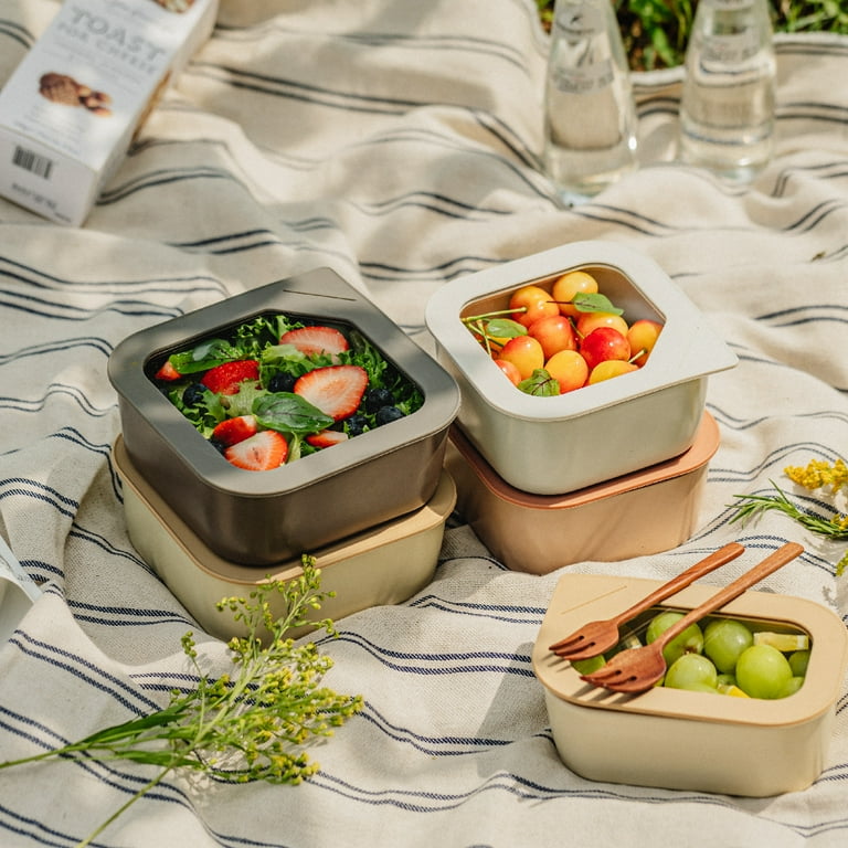 Neoflam 4pc FIKA One Porcelain Food Container Set with Glass Lid