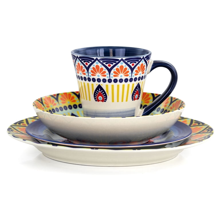Free Shipping! Elama Zen Blue Mozaik 16-Piece Vibrant Bohemian