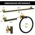 thumbnail image 5 of 5-Piece Bathroom Hardware Set Black and Gold, Lava Odoro Towel Rack Set Stainless Steel Wall Mounted - Include 23.6 in Bath Towel Bar, 2 Robe Towel Hooks, Toilet Paper Holder and Towel Ring, 5 of 9