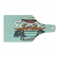 thumbnail image 1 of Pug Cutting Board, Captain Dog with Hat Mustache Jacket and Shirt Animal Funny Image, Decorative Tempered Glass Cutting and Serving Board, Wine Bottle Shape, Pale Blue Navy Blue, by Ambesonne, 1 of 1