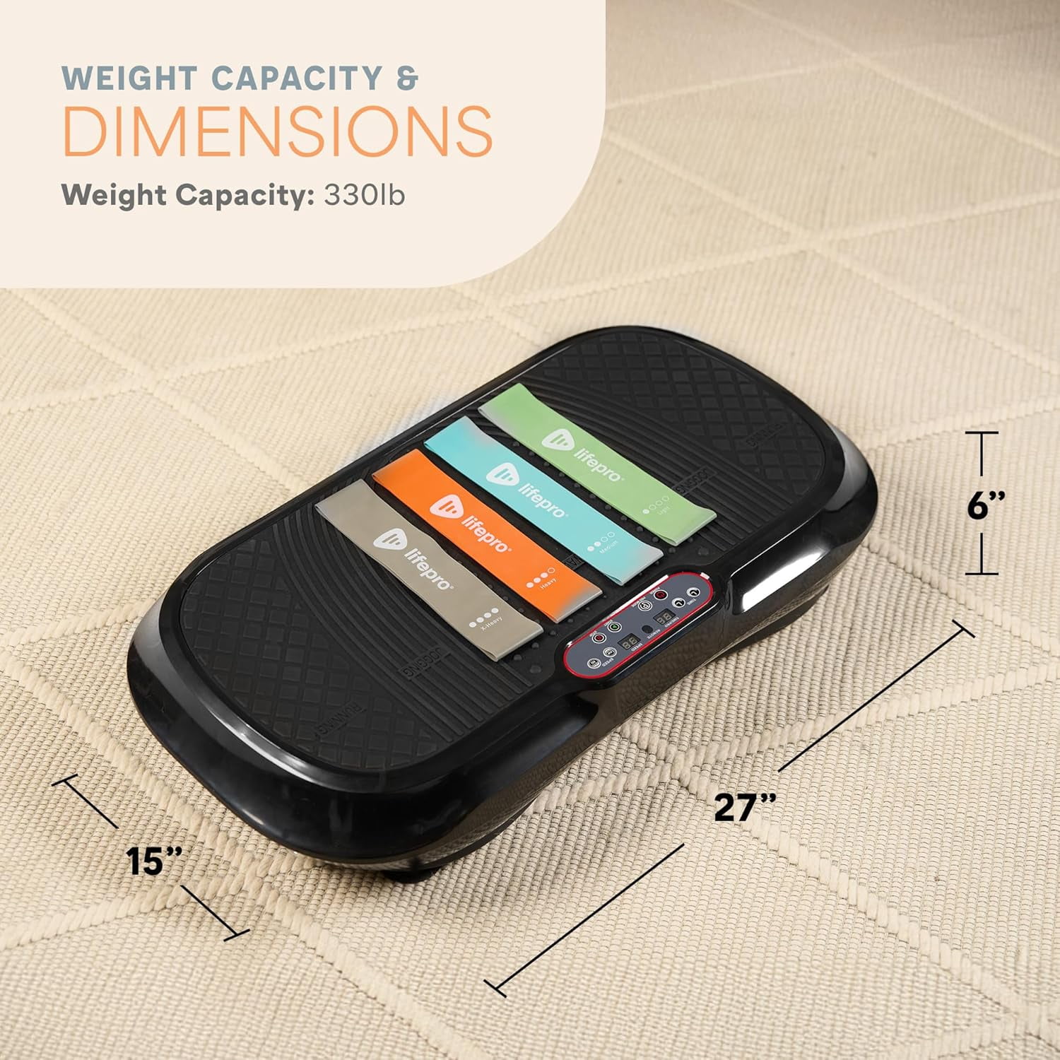 Lifepro Waver Vibration Plate Exercise Machine – Full Body Vibrating Plate for Lymphatic Drainage, Muscle Toning & Fat Loss – Includes Loop Bands, Remote & 99 Speed Settings - Black