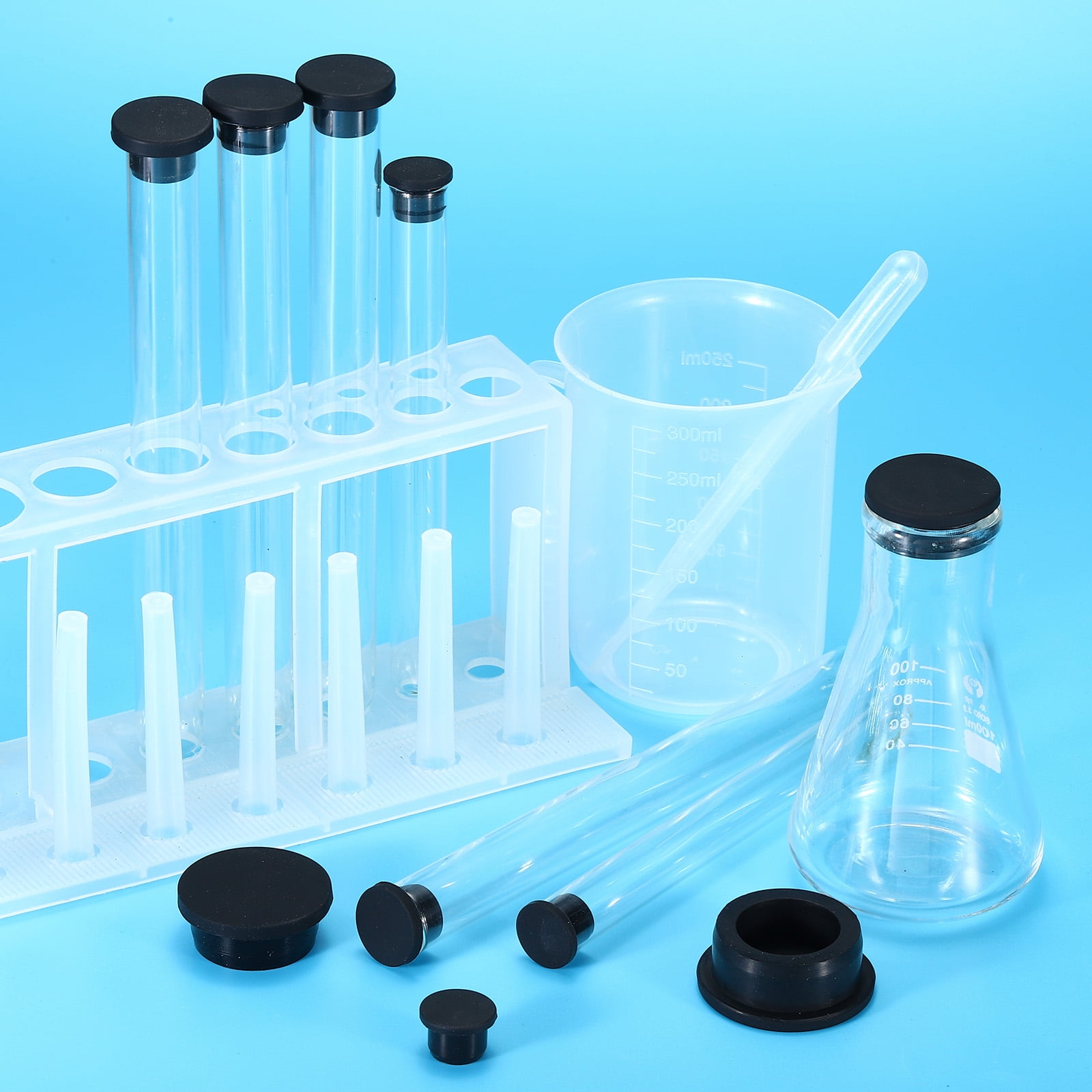 Lot De 5 Bouchons En Caoutchouc Noir #0 - Coniques Pour Tube à Essai De Laboratoire - Marque Uxcell - Neufs