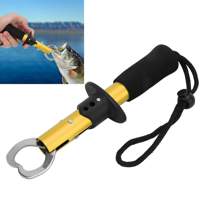 Pince à Pêche, Pince à Lèvre Poisson en Acier Inoxydable Porte-Poisson Outil de Pêche avec Dragonne Accessoires d'Engins de Pêche