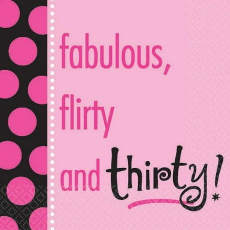 Another Year of Fabulous 30th Birthday Party Adult Birthday Party Napkins, Pack of 16, Pink/Black , 5