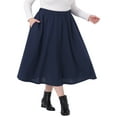 thumbnail image 4 of Agnes Orinda Women's Plus Size Skirt Flowy Elastic High Waisted Causal A Line Midi Skirts with Pockets 1X Navy Blue, 4 of 5