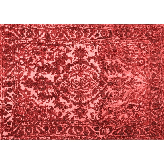 Ahgly Company Indoor Rectangle Abstract Red Contemporary Area Rugs, 8' x 10'