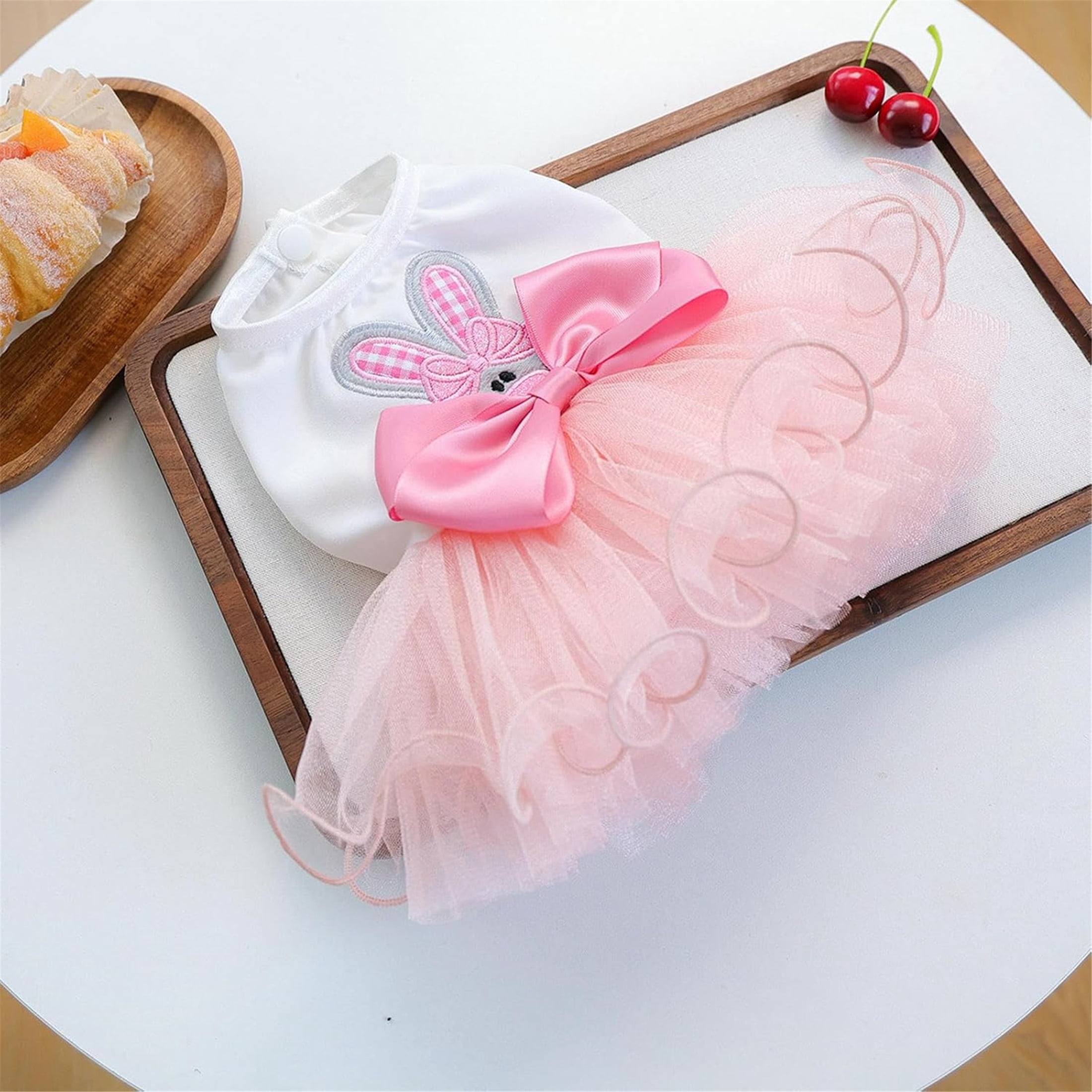 HQREA Pink Dog Dresses for Small Dogs Girl Spring Summer Puppy Clothes with Bow Pet Cat Princess Mesh Tutu Skirt Easter Holiday Outfits for Yorkie Chihuahua