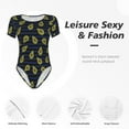 thumbnail image 4 of KLL Women 's Crew Neck Bodysuit Jumpsuits Avocado Print Short onesies Stretch T Shirts, 4 of 7