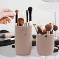 thumbnail image 2 of Silicone Makeup Brush Holder, Travel Makeup Brush Case, Soft Portable Makeup Bag Cosmetic Pouch, Anti-Fall Out Cover, Waterproof, Travel Essentials, 2.8×6.7 Inch Face Brushes Holder,Coffee, 2 of 7