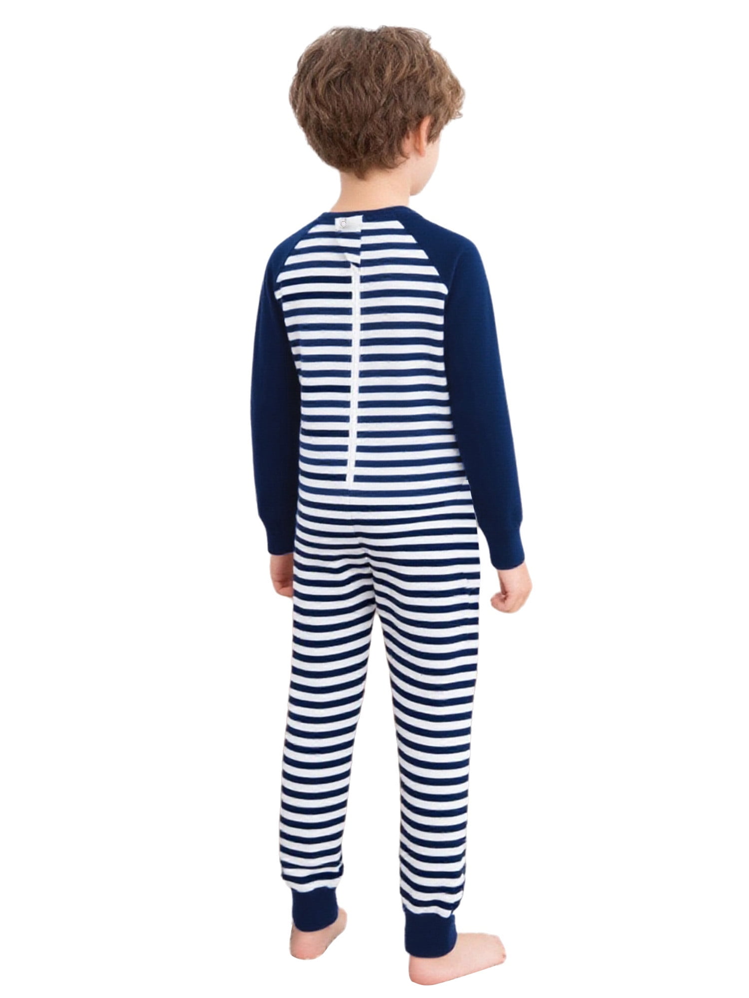 vastwit Adaptive Jumpsuit for Kids Autism Sensory Special Needs Anti-Strip Romper Striped One Piece Pajamas Navy Blue 16