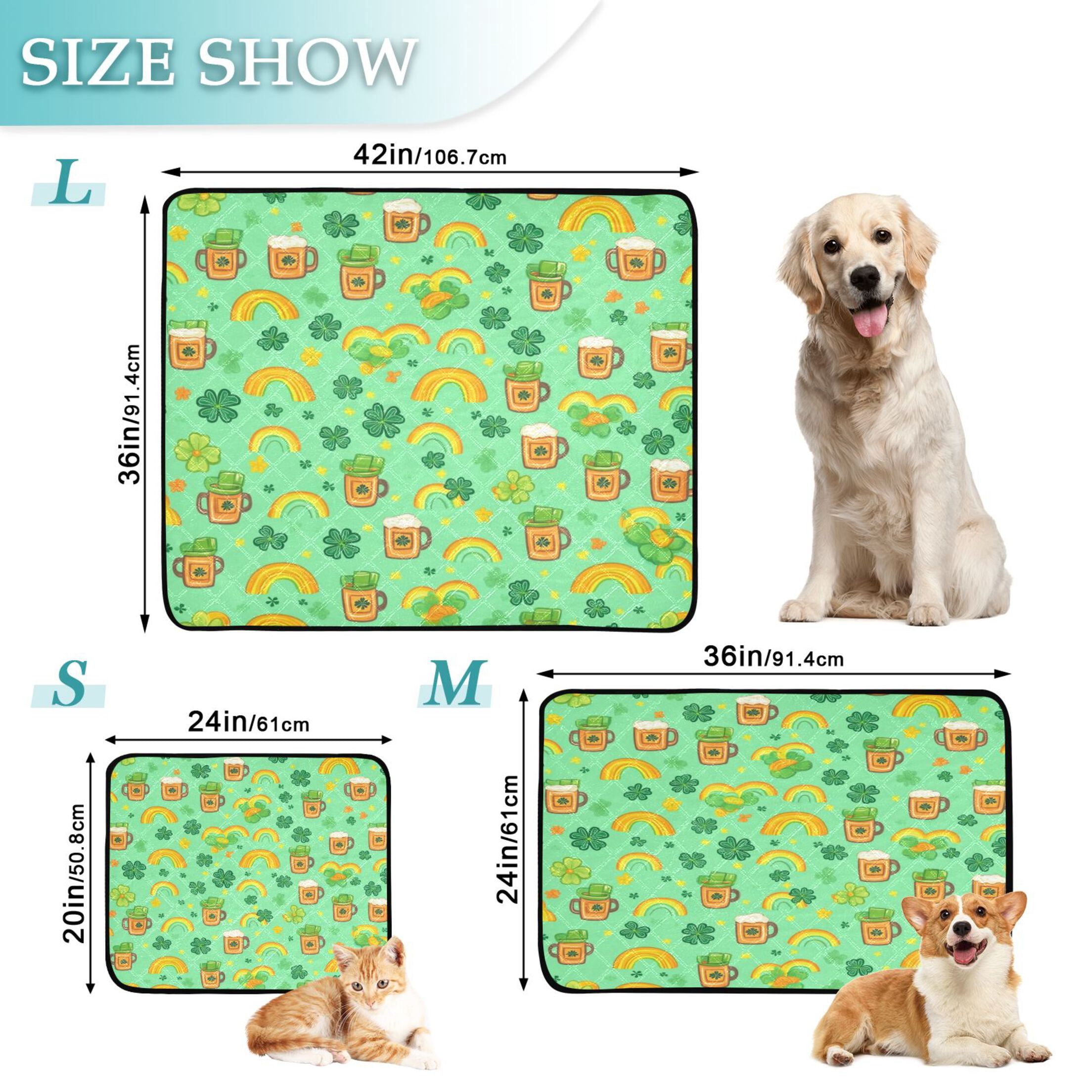 Qxltty Beer and Rainbows in A Cloverleaf Background Cat litter Pads Pet Set of 3 Diaper Mats Center Anti-leakage Layer Absorbent Soft and Comfortable