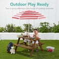 thumbnail image 4 of Wubio Kids Wooden Picnic Table, Outdoor Activity & Dining Table w/Adjustable Collapsible Umbrella, Built-in Seats - Walnut/Red, 4 of 16