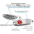 thumbnail image 4 of MyIDDr - Morphine Allergy Medical ID Bracelet, Steel & Black Hearts, Pre-Engraved, 4 of 6