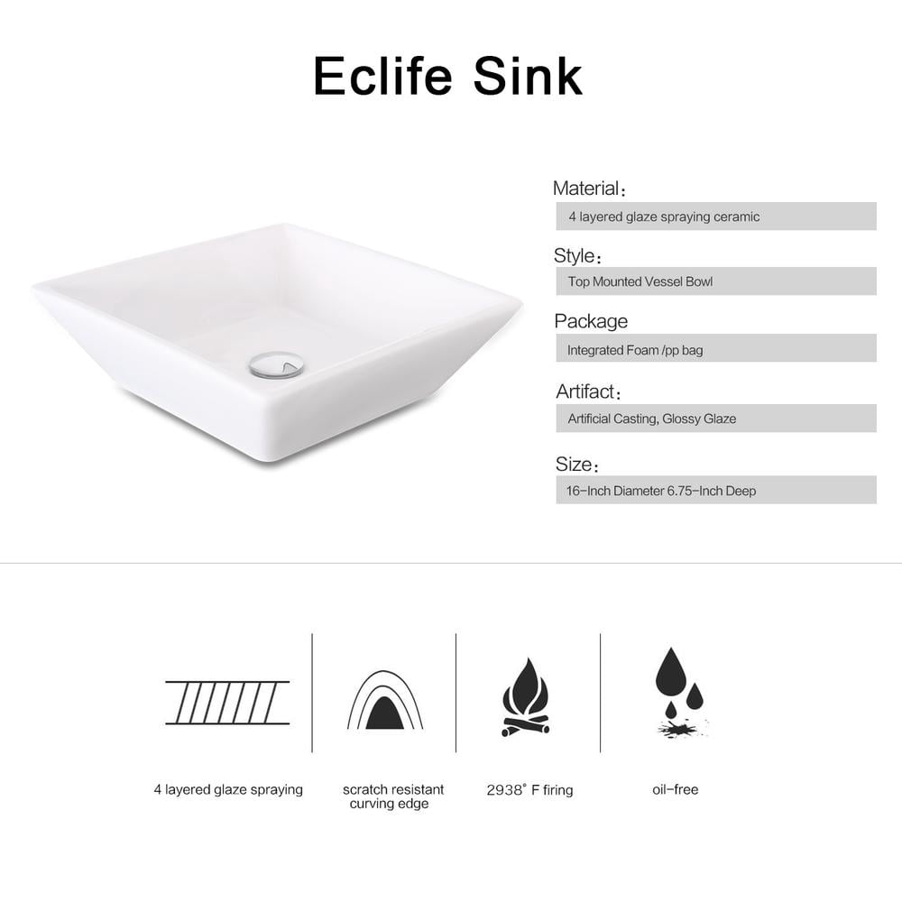 Eclife 24" Farmhouse Bathroom Vanity with Rustic Oak Wood Top,White Ceramic Sink, Water Save Faucet,Solid Brass Pop Up Drain
