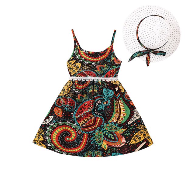Robe Fille Grande Enfant Simple Robe Sans Manches Imprimé Floral ...