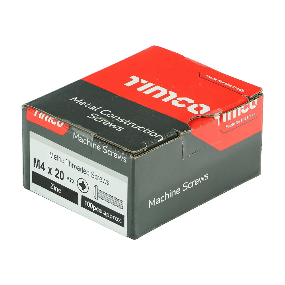 Timco - Metric Threaded Machine Screws - PZ - Pan Head - Zinc (Size M4 x 20 - 100 Pieces)