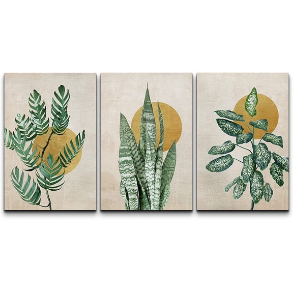wall26 Canvas Print Wall Art Set Mid-Century Minimal Tropical Plants Nature Wilderness Illustrations Modern Art Bohemian Decorative Rustic Contemporary for Living Room, Bedroom, Office - 16"x24&