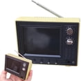 thumbnail image 2 of USB Rechargeable Miniature Retro TV with LCD Screen - 1:12 Scale Dollhouse Accessory, Plays Videos, 180° Rotating Antenna, Yellow Vintage Toy for Collections & DIY(XX), 2 of 6