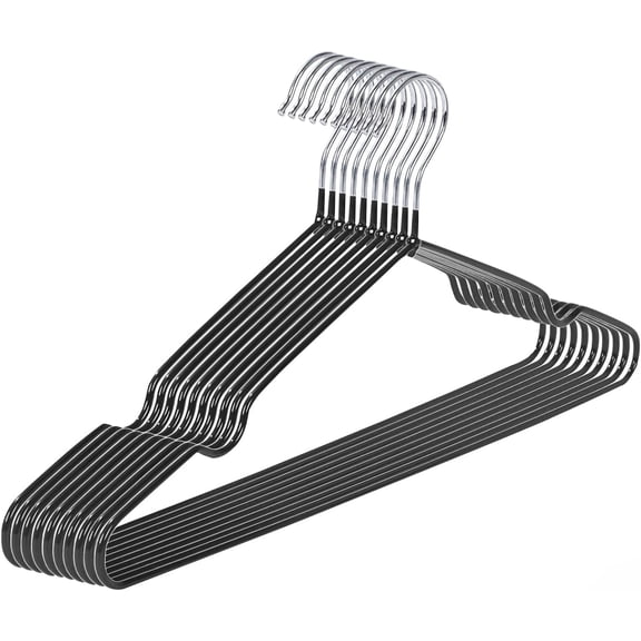 30-Pack Ultra-Thin Metal Hangers, Non-Slip PVC Coated, Space-Saving 16" Clothes Hangers for Suits, Dresses, and Jackets