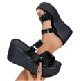 thumbnail image 5 of Narveanno Womens Slip-on Platform Wedge Sandals Open Toe High Heel Two Strap Wedge Mules Slides Prom Summer Dress Shoes, 5 of 8