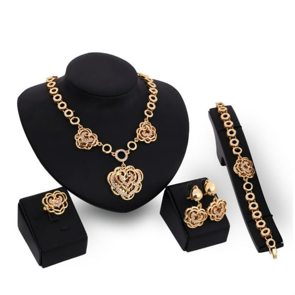 Elegant 4 Piece Jewelry For Complete Necklace Earrings Bracelet Ring