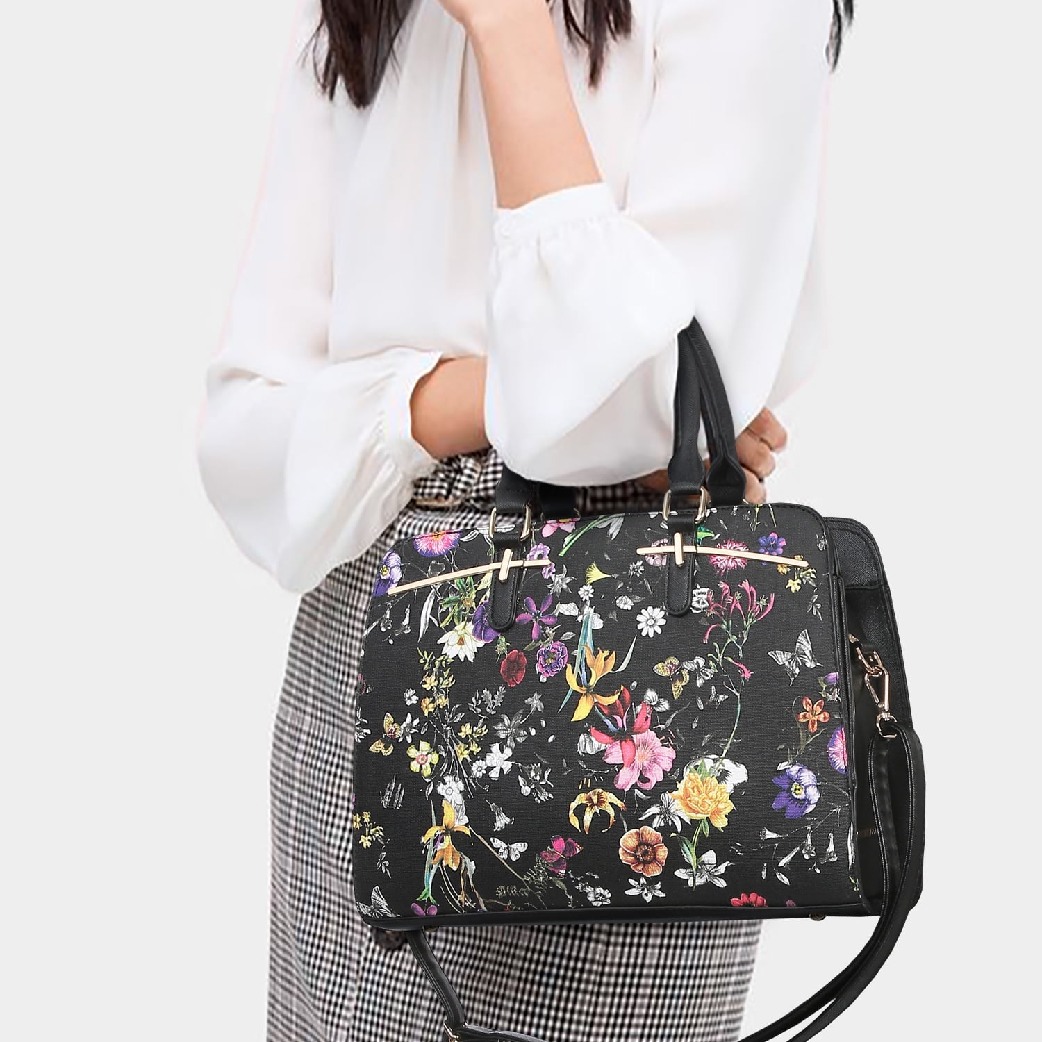 Dasein Women Satchel Handbags Shoulder Purses Totes Top Handle Work Bags with 3 Compartments