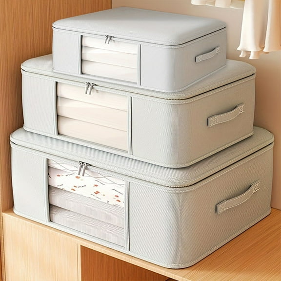 Wzzjkit Clothing Storage Bags with Reinforced Handles, Heavy Duty Closet Storage Bins, Extra Large Storage Bags for Clothes, Thickened Double Zipper for Space Saving Travel