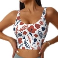 thumbnail image 2 of Haiem Red Blue Leaves Pattern Womens Sports Bra - U Neck Padded Low Impact Yoga Bra Workout Crop Top Gym Moisture-Wicking Workout Vest -XX-Large, 2 of 9