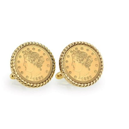 American Coin Treasures Gold-Plated Liberty Nickel Goldtone Rope Cuff Links