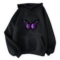 thumbnail image 2 of Dyfzdhu Hoodies for Women Trendy Butterfly Graphic Print Long Sleeve Sweatshirt Loose Pullover Hooded Top, Black S, 2 of 4