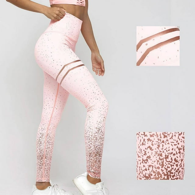Zeus Leggings de Yoga Taille Haute Extensibles Imprimé Tampon Doré