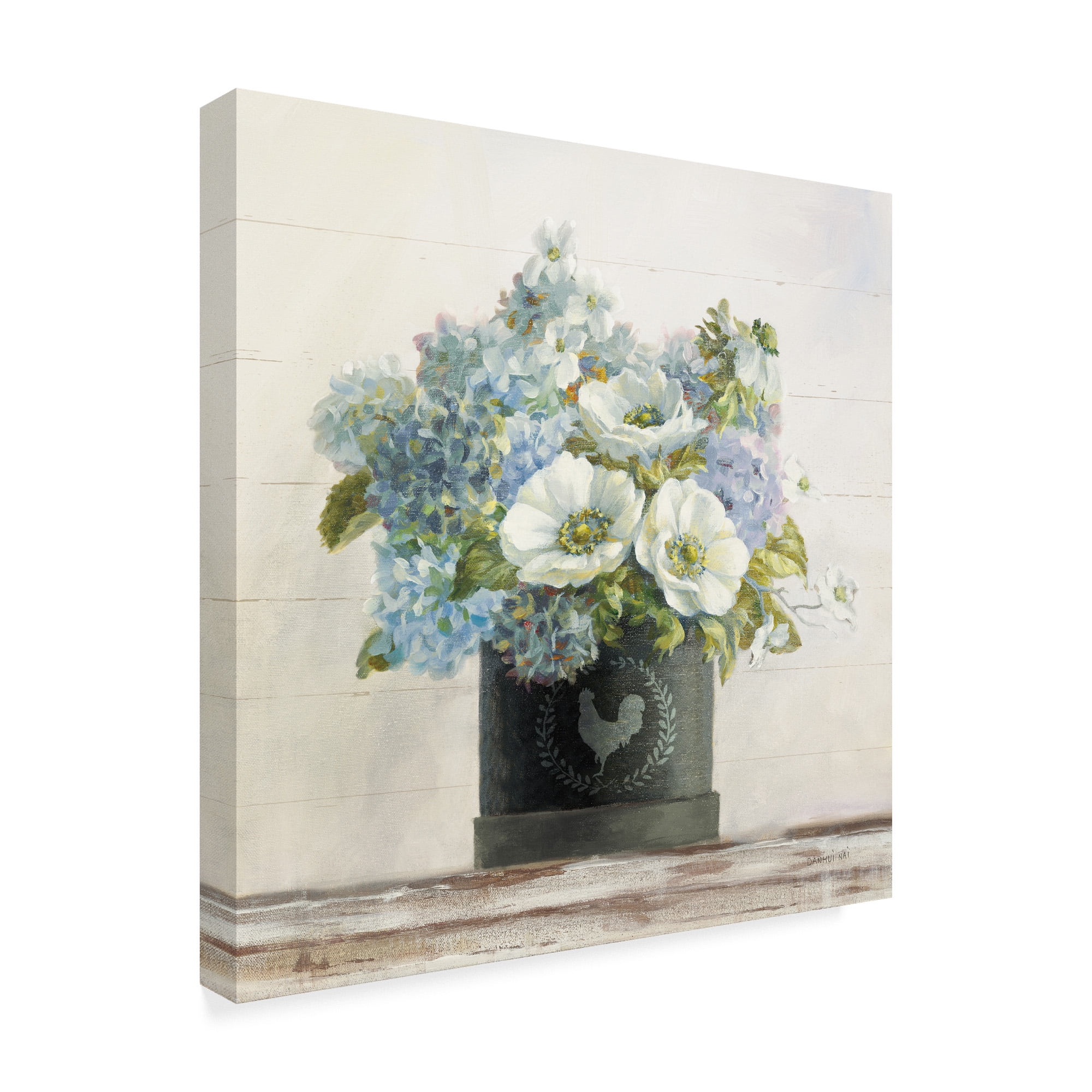 Trademark Fine Art 'Anemones in Hatbox Shiplap' Canvas Art by Danhui Nai