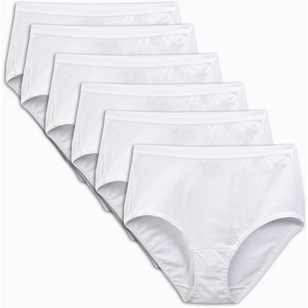 Fruit of the Loom Ladies' Cotton White Brief Panties, 6 Pack - Walmart.com