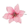 thumbnail image 3 of 10Pcs Glitter Poinsettia Flowers Christmas Tree Ornaments, Artificial Poinsettias Bushes Christmas Decorations for Xmas Holiday Wedding , 5.2-inch, 3 of 8