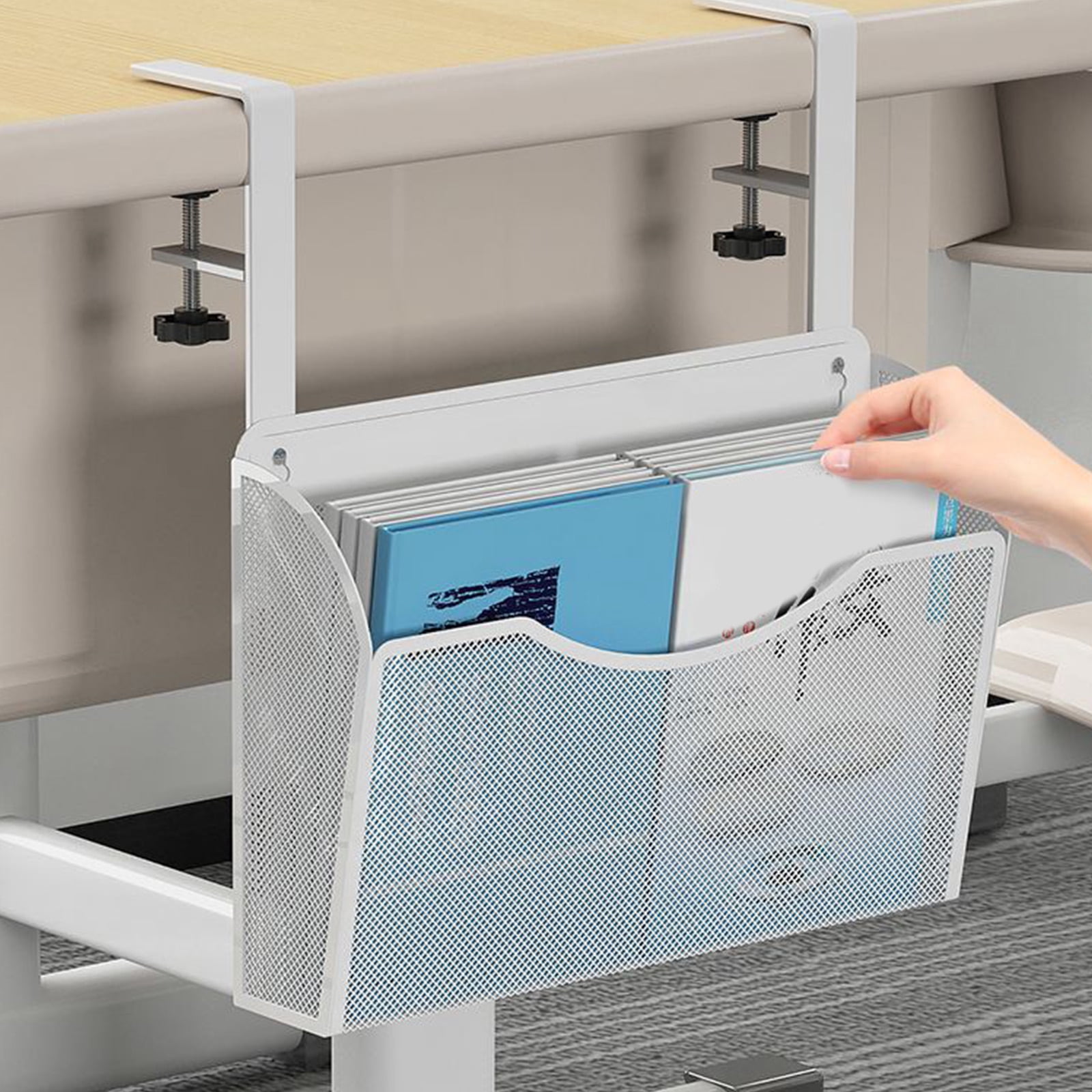 Easy Install Desk Storage Bin Versatile Desk Under Holder Baskets with Sections for Efficient Sorting