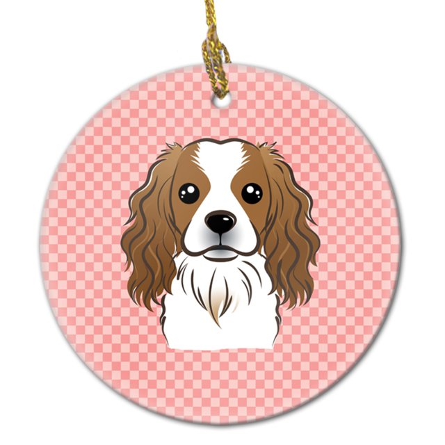Adorno de cerámica Checkerboard Pink Cavalier Spaniel BB1224CO1 Caroline's Treasures BB1224CO1