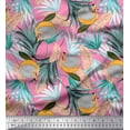 thumbnail image 1 of Soimoi Pink Cotton Jersey Fabric Tropical Leaves,Girl & Lemon Slice Vegetable Print Sewing Fabric Yard 58 Inch Wide, 1 of 1
