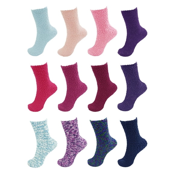 Chirpy Socks Assorted Super Soft Cozy Warm Colorful Microfiber Knobby Socks - 12 Pairs - Assortment 98
