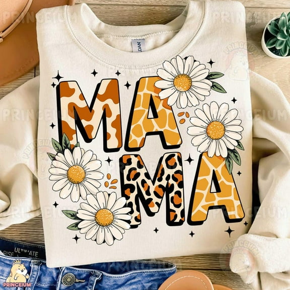 Mama Sweatshirt, Leopard Giraffe Print Sweatshirt, Floral Daisy Mom Life Sweatshirt, Wild Animal Print Sweatshirt, Boho Aesthetic Sweatshirt