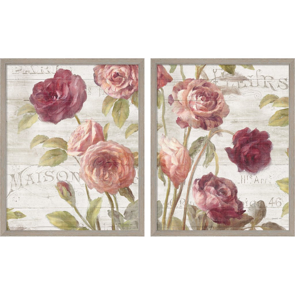Great Art Now French Roses by Danhui Nai, 2 Piece Framed Art Set Each ...